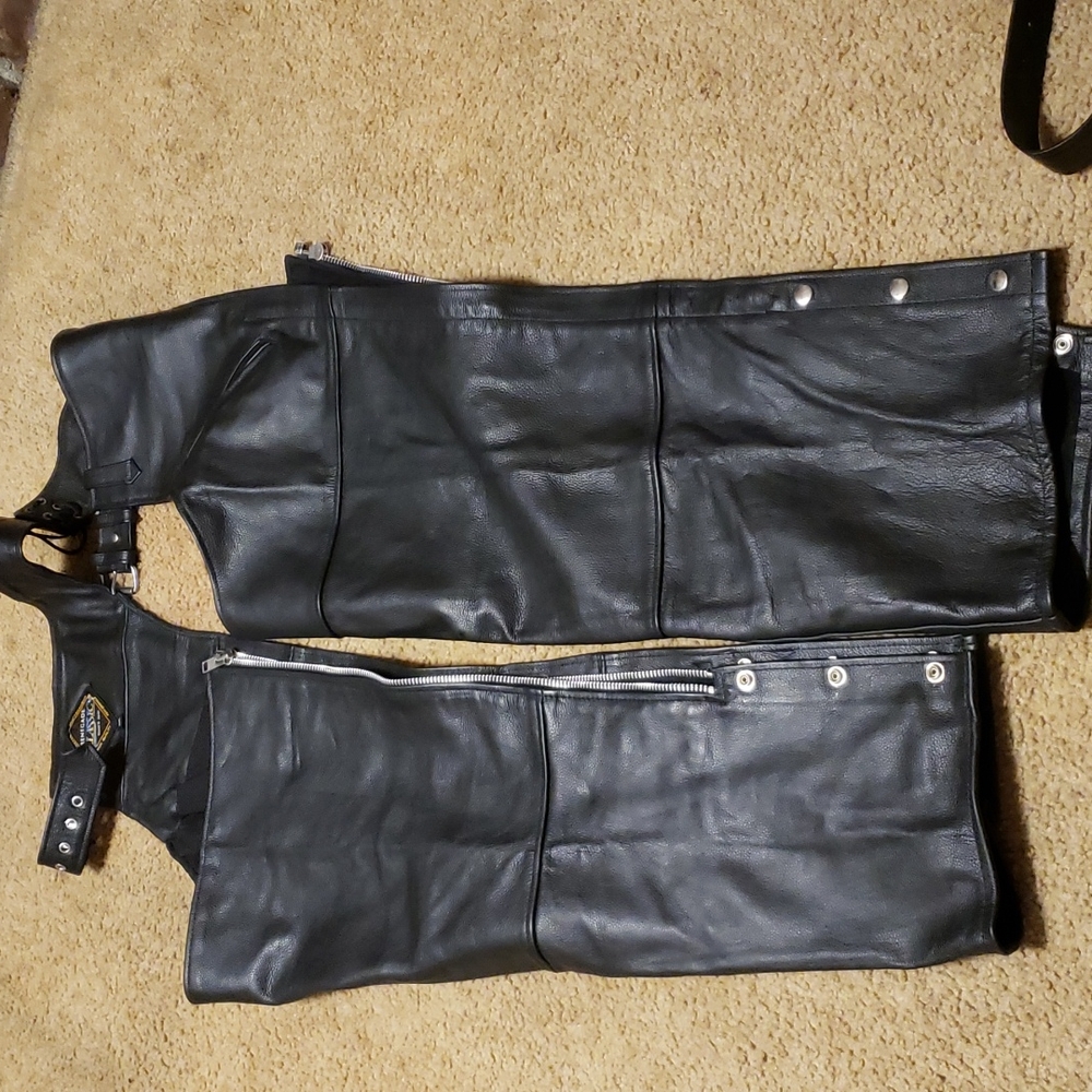 Men's Black Real Leather Riding Chaps
